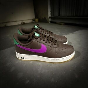 Nike Air Force 1 '07 "Baroque Brown/Vivid Purple/Stadium Green" Men's Shoe